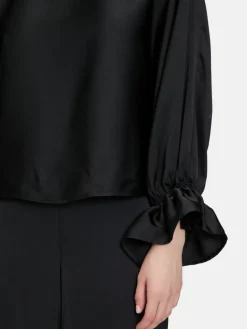 Vera Mont Blusen<Damen Satin-Bluse schwarz uni