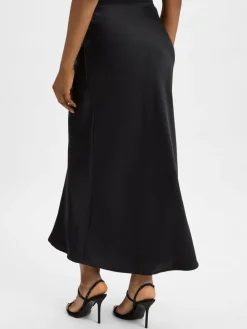 Neo Noir Röcke<Damen Satin-Maxirock - Vicky schwarz uni