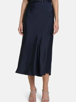 Vera Mont Röcke<Damen Satinrock marine blau uni