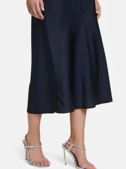 Vera Mont Röcke<Damen Satinrock marine blau uni