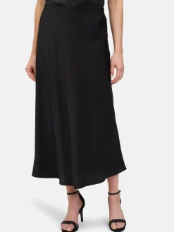 Vera Mont Röcke<Damen Satinrock schwarz uni