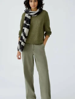 Oui Schals & Tücher<Damen Schal schwarz weiß gemustert