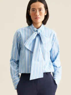 Seidensticker Blusen<Damen Schluppenbluse - Streifen blau gestreift