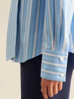 Seidensticker Blusen<Damen Schluppenbluse - Streifen blau gestreift