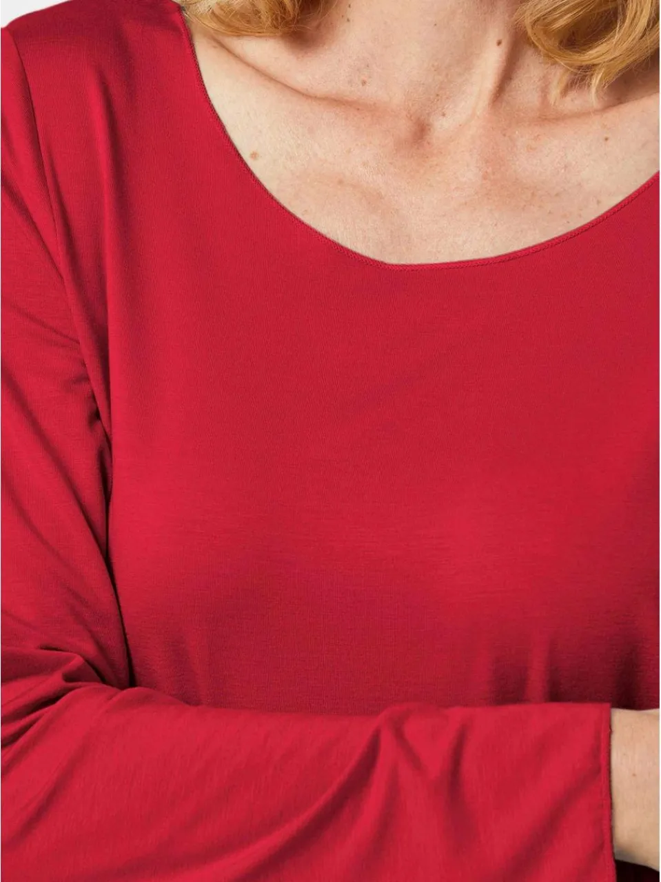 Damen Goldner Sweatshirts & Sweatjacken>Damen Shirt - Kombistarkes Langarmshirt mit tonaler Zierkante