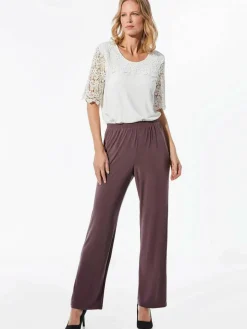 Goldner Hosen<Damen Slinky-Hose - Bequeme Slinky-Hose mit Schlupfbund lila uni