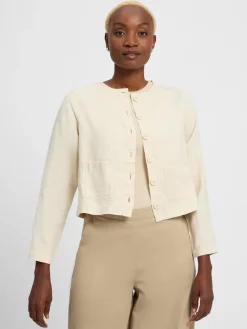 Marie Lund Blazer<Damen Sommerbluse aus Leinen beige uni