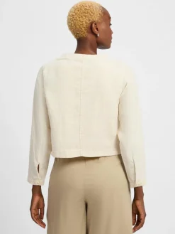 Marie Lund Blazer<Damen Sommerbluse aus Leinen beige uni