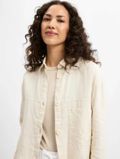 Marie Lund Blusen<Damen Sommerbluse aus Leinen beige uni