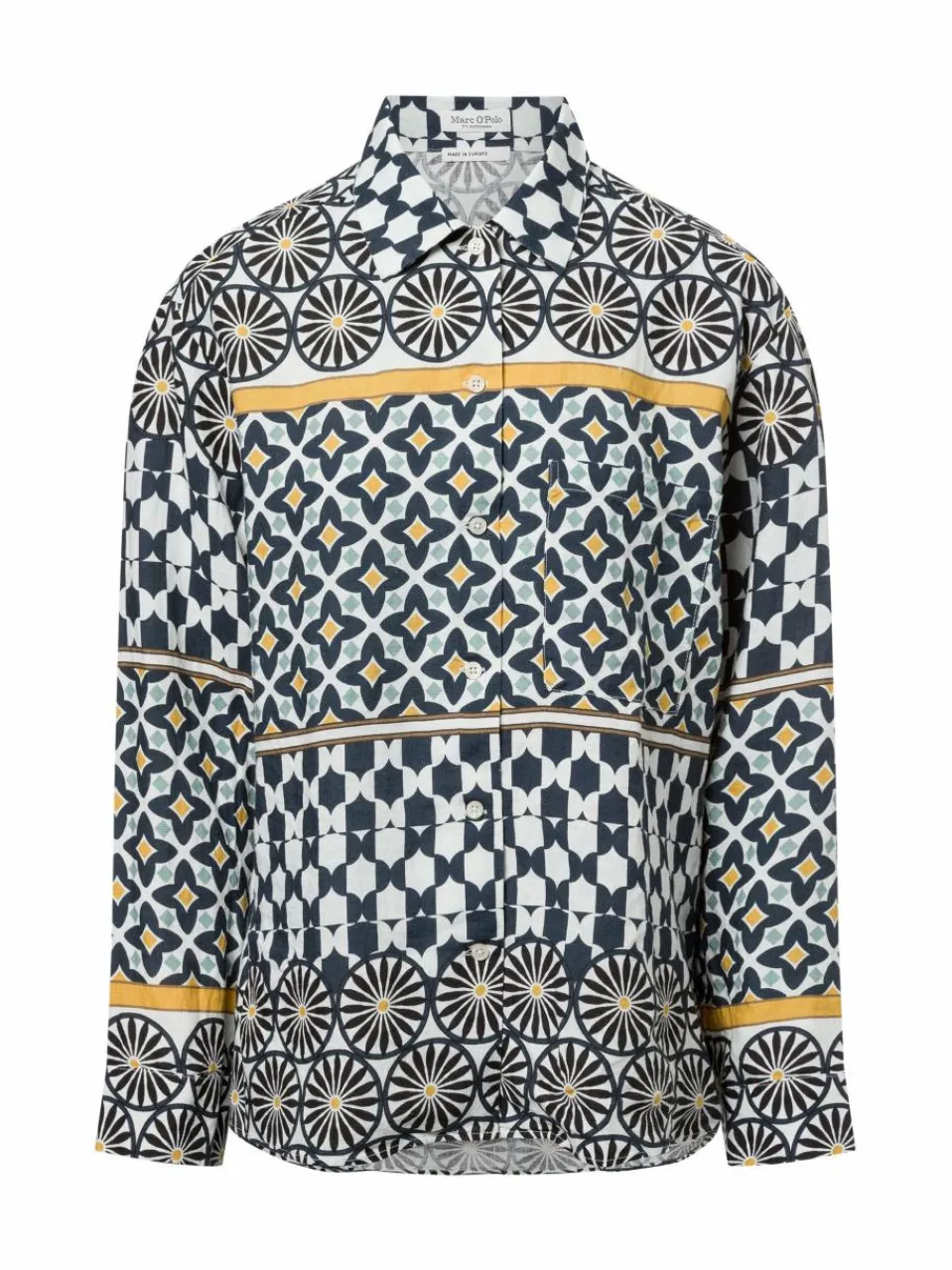 Marc O'Polo Blusen<Damen Sommerbluse aus Leinen marine mehrfarbig gemustert