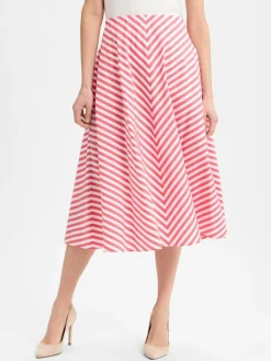 MAERZ Röcke<Damen Sommerrock rot weiß gestreift