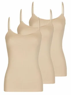 Nina von C. Shirts & Tops<Damen Spaghetti Top - 3er Pack Daily beige nude uni