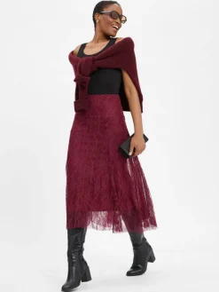 Rich & Royal Röcke<Damen Spitzenrock bordeaux uni