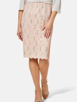 Goldner Röcke<Damen Spitzenrock - Schicker Rock aus elastischer Spitze rosa strukturiert