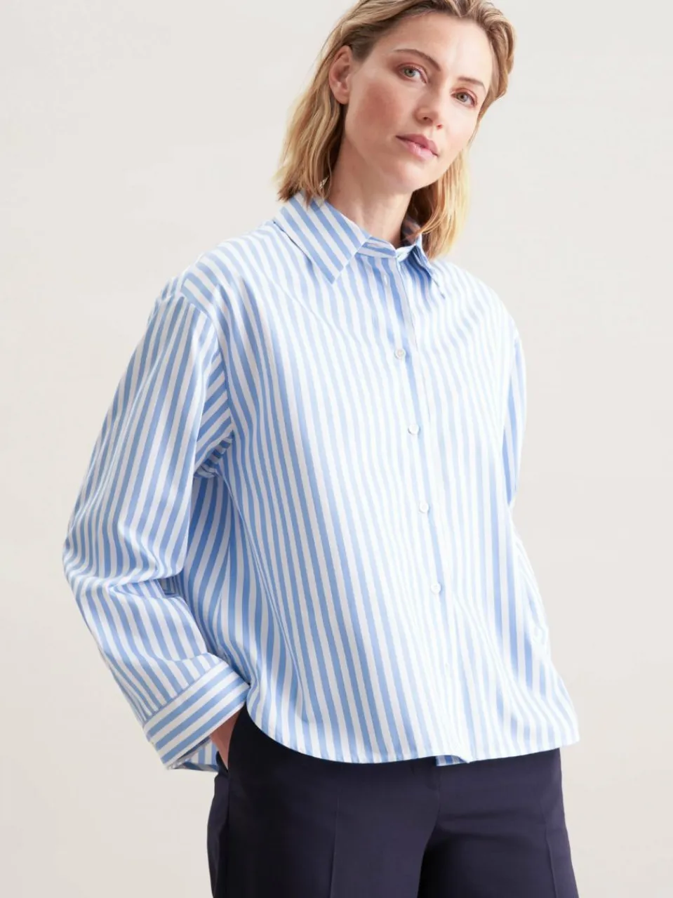 Seidensticker Blusen<Damen Stehkragenbluse - Gestreift blau gestreift