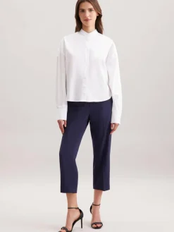 Seidensticker Blusen<Damen Stehkragenbluse - Uni weiß uni