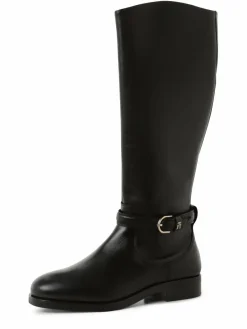 Tommy Hilfiger Stiefel<Damen Stiefel aus Leder schwarz uni