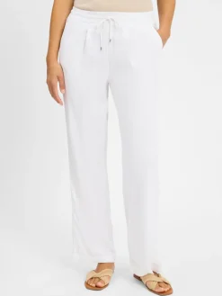 s.Oliver Hosen<Damen Stoffhose mit Leinen-Anteil weiß uni