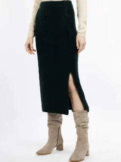 Dreimaster Röcke<Damen Strick Midirock grün uni