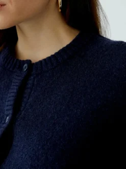 Oui Pullover & Strickjacken<Damen Strickjacke blau uni