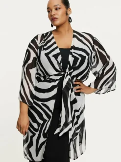 YOEK Blusen<Damen Strickjacke schwarz bedruckt