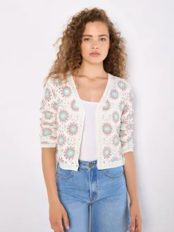 Apricot Pullover & Strickjacken<Damen Strickjacke beige bedruckt