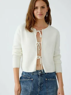 Oui Pullover & Strickjacken<Damen Strickjacke beige uni