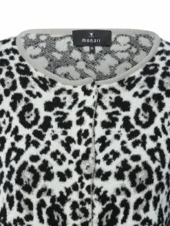 Monari Pullover & Strickjacken<Damen Strickjacke ecru schwarz gemustert