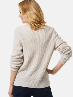 Goldner Pullover & Strickjacken<Damen Strickjacke - Pflegeleichte Strickjacke in hochwertiger Rippenstruktur beige uni