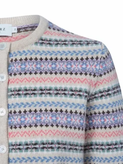 MAERZ Pullover & Strickjacken<Damen Strickjacke aus Merinowolle beige mehrfarbig gemustert