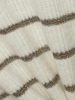 Marie Lund Pullover & Strickjacken<Damen Strickjacke mit Alpaka-Anteil - Vipinna ecru gold gestreift