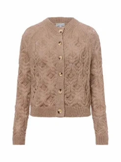 Marie Lund Pullover & Strickjacken<Damen Strickjacke mit Mohair-Anteil kitt strukturiert