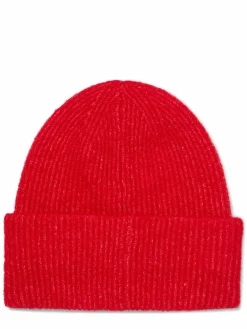 Samsøe Samsøe Mützen & Hüte<Damen Strickmütze mit Alpaka- und Merino-Anteil - Nor rot uni