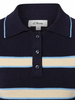 s.Oliver Pullover & Strickjacken|Shirts & Tops<Damen Strick-Poloshirt marine beige gestreift