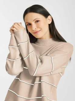 Frieda & Freddies Pullover & Strickjacken<Damen Strickpullover beige gestreift