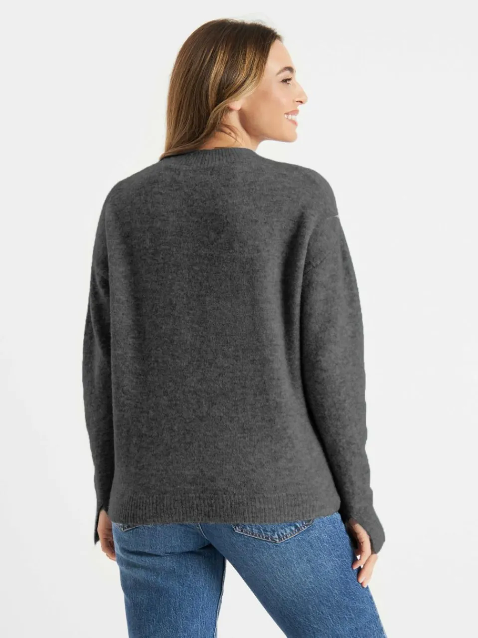 Frieda & Freddies Pullover & Strickjacken<Damen Strickpullover grau uni