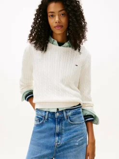 Tommy Jeans Pullover & Strickjacken<Damen Strickpullover ecru strukturiert