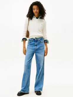 Tommy Jeans Pullover & Strickjacken<Damen Strickpullover ecru strukturiert