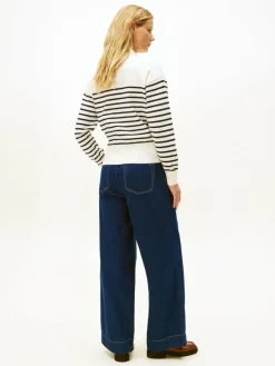 Tommy Hilfiger Pullover & Strickjacken<Damen Strickpullover ecru marine gestreift