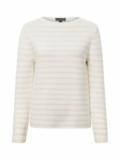 Franco Callegari Pullover & Strickjacken<Damen Strickpullover weiß beige gestreift