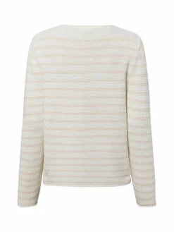 Franco Callegari Pullover & Strickjacken<Damen Strickpullover weiß beige gestreift