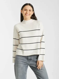 Frieda & Freddies Pullover & Strickjacken<Damen Strickpullover weiß gestreift