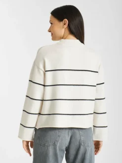 Frieda & Freddies Pullover & Strickjacken<Damen Strickpullover weiß gestreift