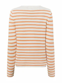 Franco Callegari Pullover & Strickjacken<Damen Strickpullover weiß aprikot gestreift