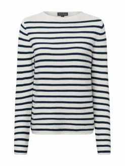 Franco Callegari Pullover & Strickjacken<Damen Strickpullover weiß marine gestreift