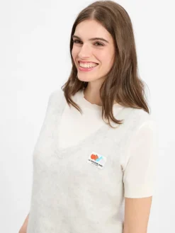 american vintage Pullover & Strickjacken<Damen Strickpullunder mit Alpaka-Anteil - Nenybay hellgrau meliert