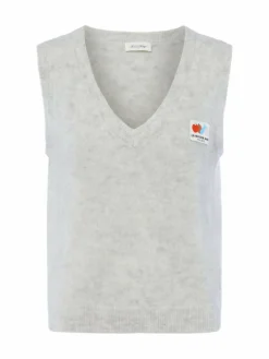 american vintage Pullover & Strickjacken<Damen Strickpullunder mit Alpaka-Anteil - Nenybay hellgrau meliert