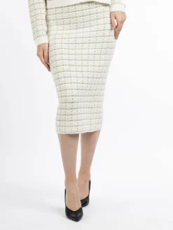 Faina Röcke<Damen Strickrock weiß kariert