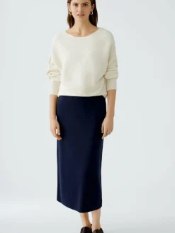 Oui Röcke<Damen Strickrock blau uni