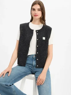 american vintage Jacken & Westen<Damen Strickweste mit Alpaka-Anteil - East anthrazit meliert